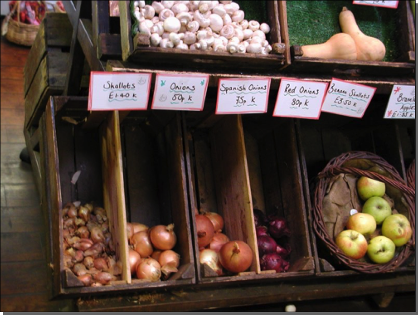 Old english bushel boxes with divider at Abbey Parks Farm Shop

